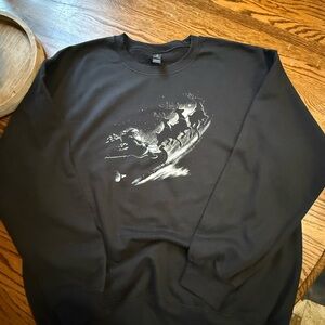 Gildan Black Sweatshirt with White Reindeer Design